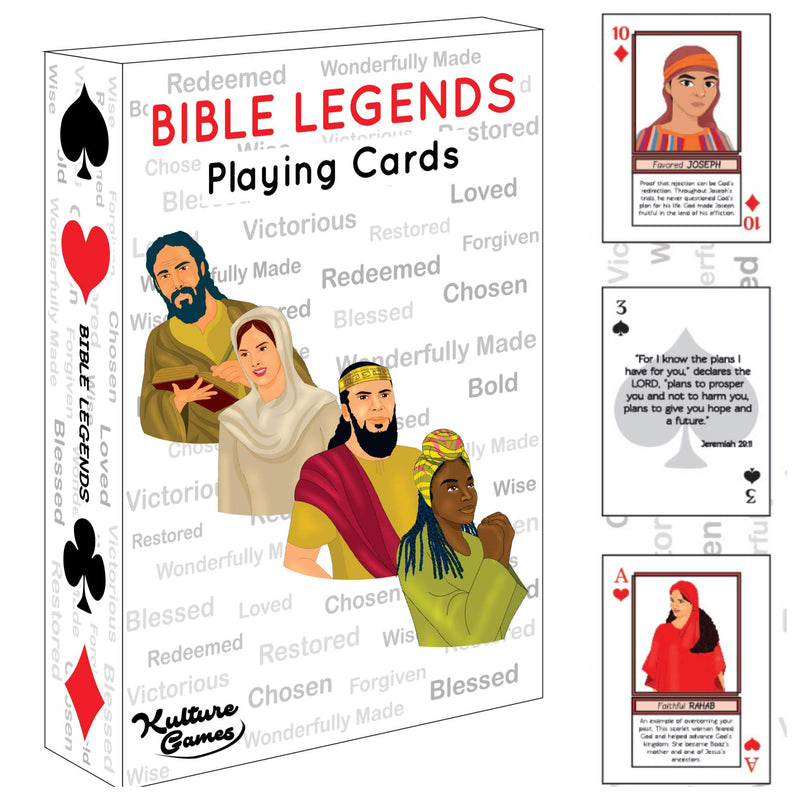 Playing Cards: Bible Legends (Diverse Bible Characters, Stories and Encouraging Bible Verses) - BeesActive Australia