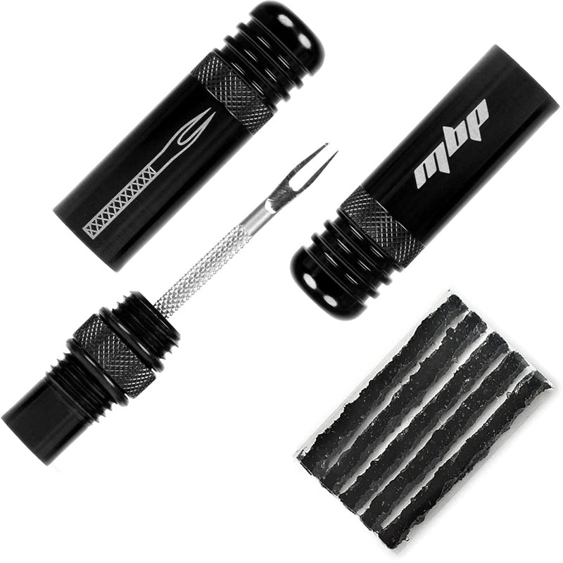 MBP Ultimate Cycling Tubeless Tire Repair Kit for MTB/Road/Gravel/Universal Tubeless Tires - Light Weight Alloy - All-in-ONE Tool - Includes Tire Plugs - Super Compact BLACK - BeesActive Australia