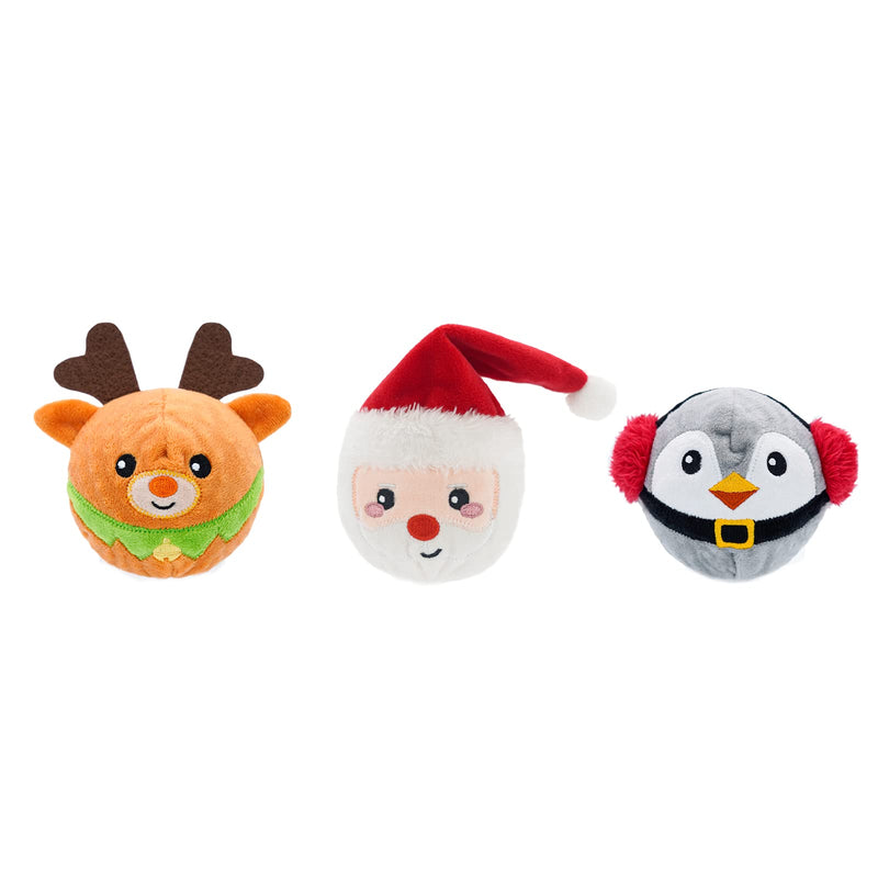 HugSmart Pet – Merry Dogmas| Squeaky Dog Chew Toy |2-in-1 Christmas Spiky Balls |No Stuffing Interactive Toss and Fetch Plush Dog Balls for Small Medium Large Breeds Penguin Santa Reindeer 3 Pack - BeesActive Australia