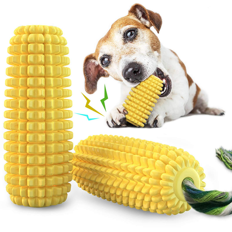 Dog Chew Toys, Puppy Toothbrush Clean Teeth Interactive Corn Toys, Dog Toys Aggressive Chewers Small Meduium Large Breed 5.8" squeak corn stick - BeesActive Australia