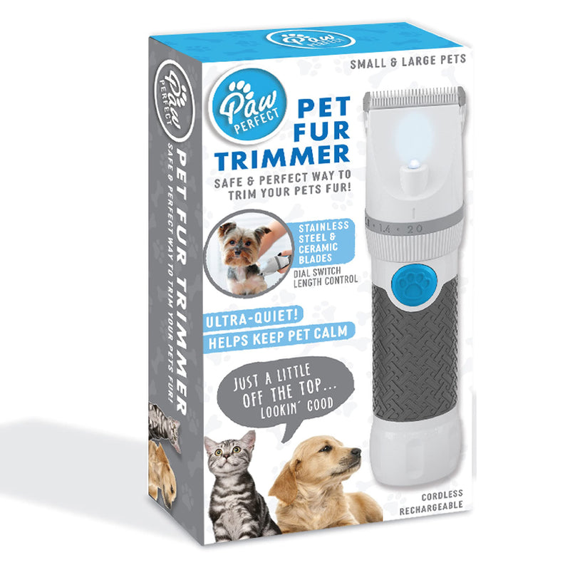 PawPerfect Pet Fur and Hair Trimmer by Bell+Howell Dog Hair Clippers with Stainless Steel and Ceramic Blades Low Noise Rechargeable and Cordless Shaver for Dogs Cats and Other Furry Pets As Seen On TV - BeesActive Australia