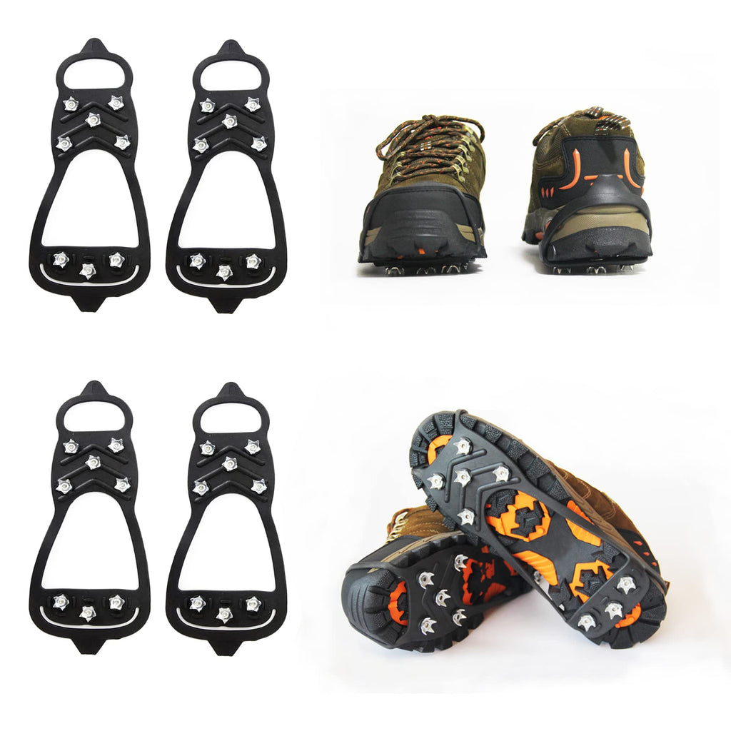 Alovexiong M/L Size 2 Pairs of Anti-Slip Snow Ice Cleats 8 Steel Studs Anti Slip Ice Snow Grips Crampons Outdoor Adventure Walk Hiking Shoes Traction Cleats, Anti-Slip Gear for Wet Mud, Ice and Snow Large - BeesActive Australia