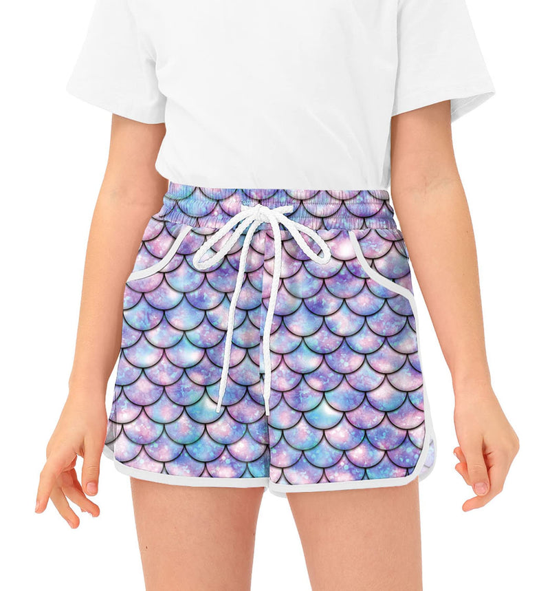 BesserBay Girl's Summer Adorable Beach Boardshorts Drawstring Swim Trunk 3-14 Years Purple | Mermaid 10 Years - BeesActive Australia