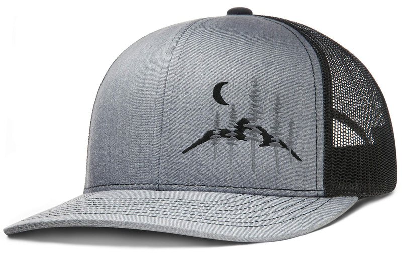 LARIX Trucker Hat, Wild Moon, Hat Liner Included (Heather Gray Black Hat) Black, Graphite Gray - BeesActive Australia