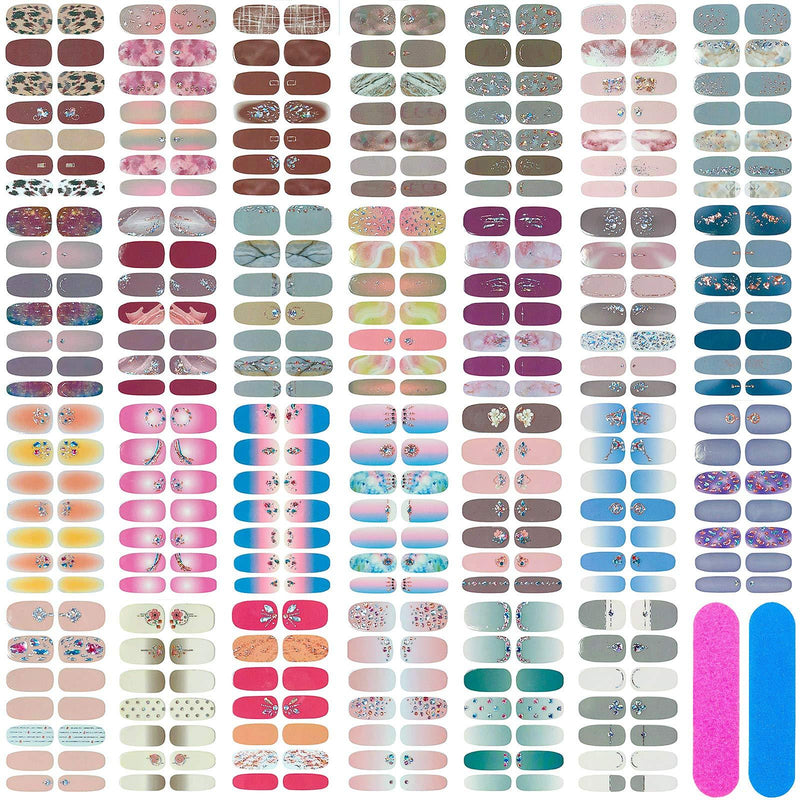 27 Sheets Nail Polish Stickers Full Nail Wraps Self-Adhesive Nail Decal Strips Nail Polish Strips Glitter DIY Nail Art Sticker with 2 Pieces Nail Files for Women Girls (Gentle and Diamond Style) Gentle and Diamond Style - BeesActive Australia