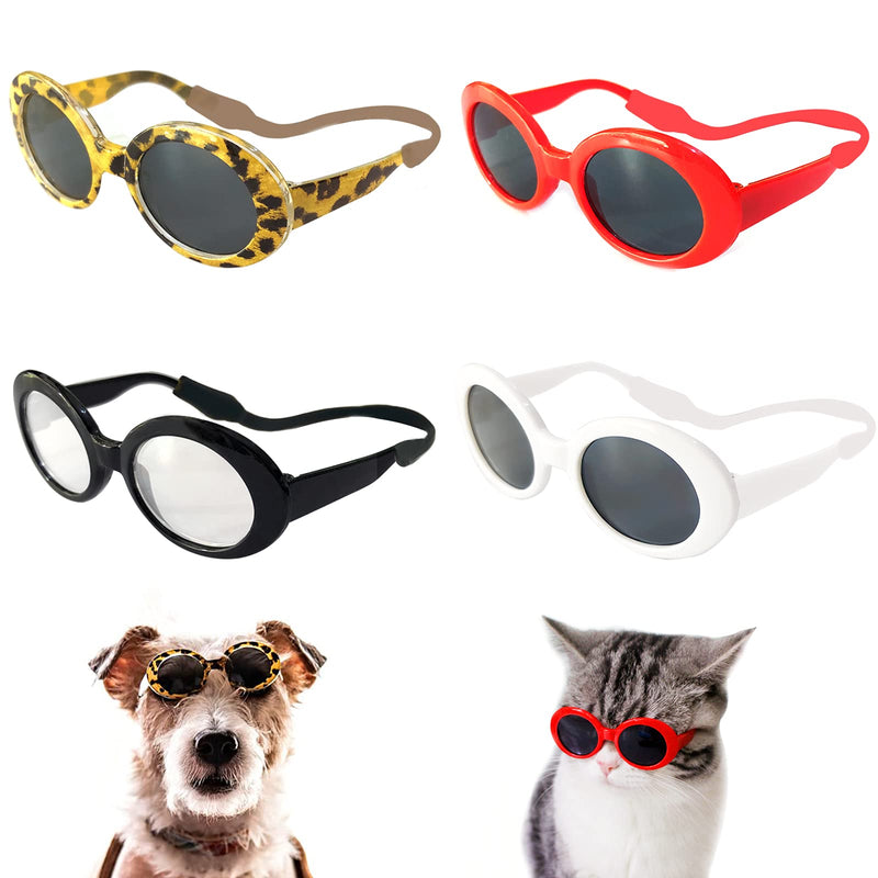 Retro Oval Small Dogs Cats Eye Wear Party Favors Pet Sunglasses Set Cute Funny Cosplay Dolls Costume Photo Props - BeesActive Australia