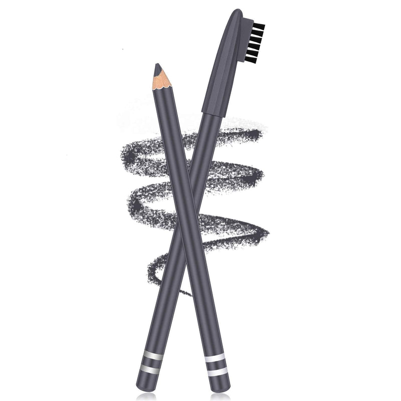 2 Packs Eyebrow Pencils with Soft Brush 2-in-1 Long-lasting Water-proof Sweat-proof Brow Pencil and Brow Brush Eyebrow Shaping and Filling Pencil Makeup Tool (Gray) Gray - BeesActive Australia