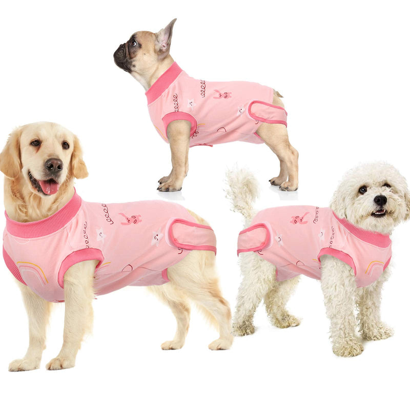 Recovery Suit for Dogs Cats After Surgery, Recovery Shirt for Male Female Dog Abdominal Wounds Bandages Cone E-Collar Alternative, Anti-Licking Pet Surgical Recovery Snuggly Suit, Soft Fabric Onesie Medium (Pack of 1) Cartoon Pink - BeesActive Australia