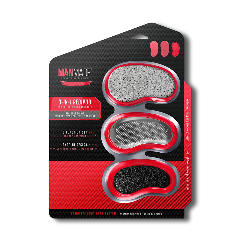 Man Made: 3-In-1 PediPod, Smooth and Repair Rough Feet, Become a Better Man (Red) Red - BeesActive Australia