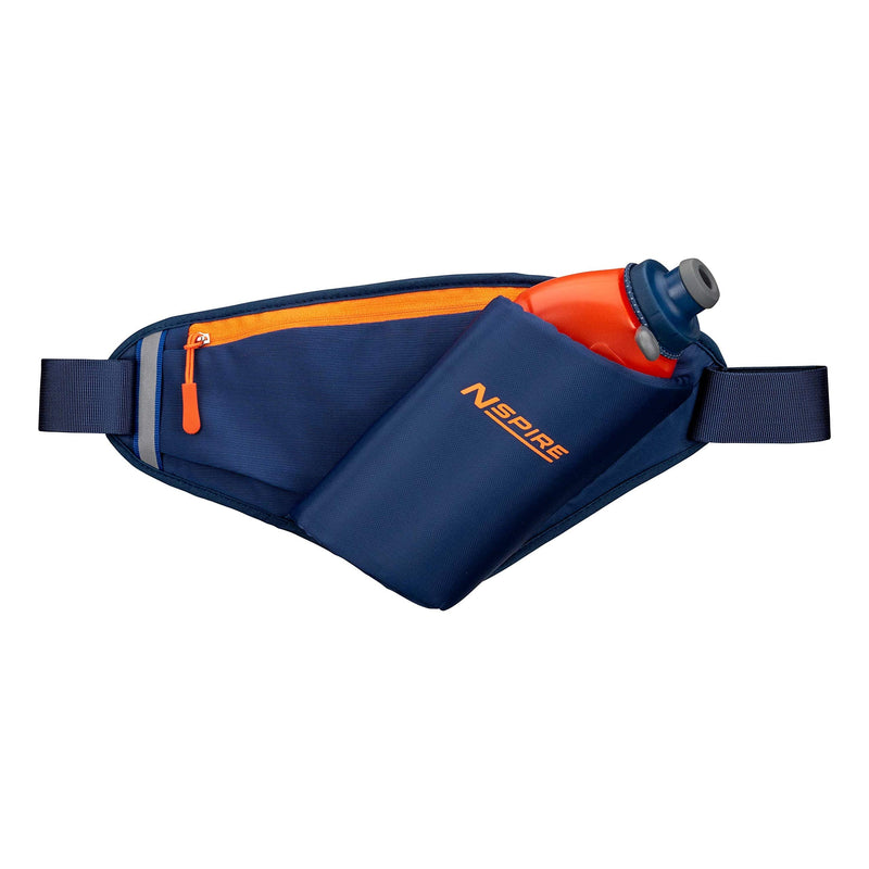 Nspire Hydration Waist Pack Bottle with 18oz Flask and Storage Area – Running, Hiking, Walking, Camping, Cycling, True Navy/Tigerlily - BeesActive Australia