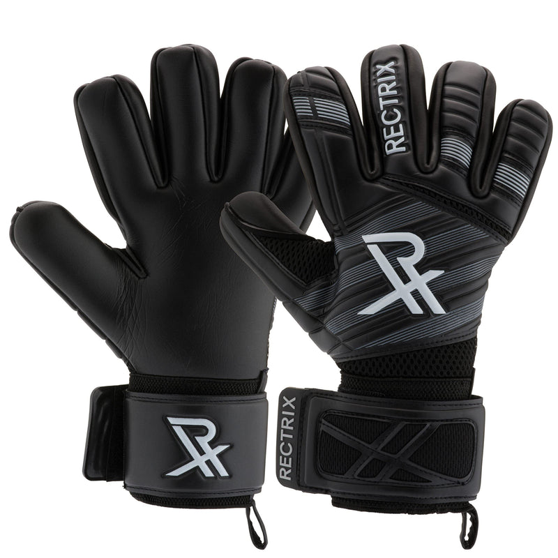 Rectrix 1.0 Goalkeeper Gloves (with Free Zip Case) - Negative Cut - Youth & Adult Sizes (10, Black) - BeesActive Australia