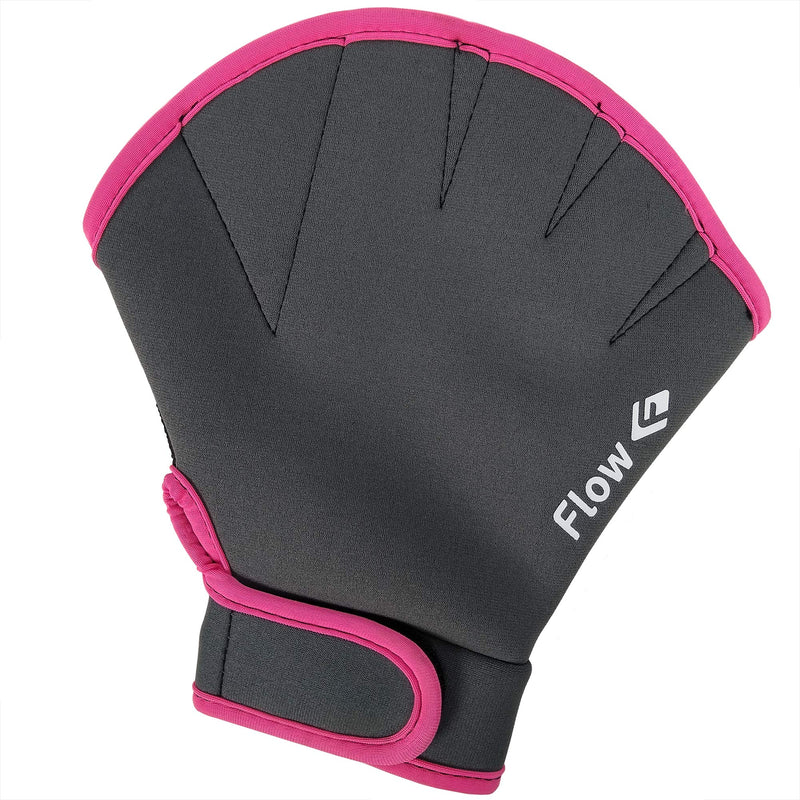 Flow Swimming Resistance Gloves - Webbed Gloves for Water Aerobics, Aquatic Fitness, and Swim Training Gray/Pink Medium - BeesActive Australia