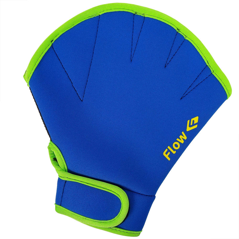 Flow Swimming Resistance Gloves - Webbed Gloves for Water Aerobics, Aquatic Fitness, and Swim Training Blue/Green Medium - BeesActive Australia