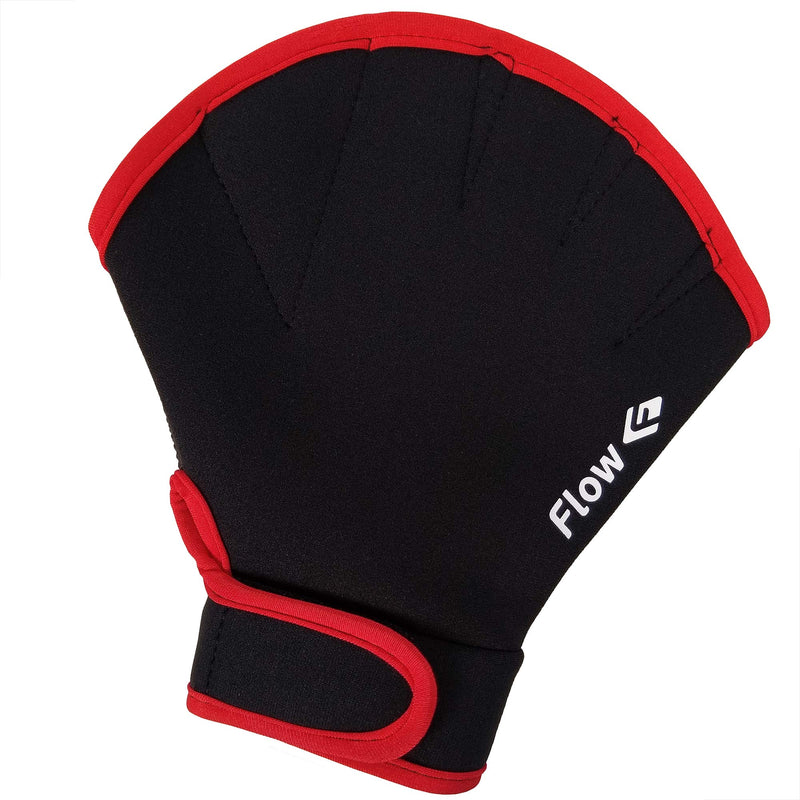 Flow Swimming Resistance Gloves - Webbed Gloves for Water Aerobics, Aquatic Fitness, and Swim Training Black/Red Medium - BeesActive Australia