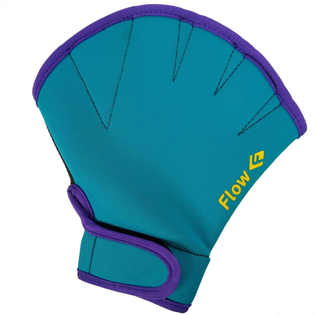 Flow Swimming Resistance Gloves - Webbed Gloves for Water Aerobics, Aquatic Fitness, and Swim Training Aqua/Purple Small - BeesActive Australia