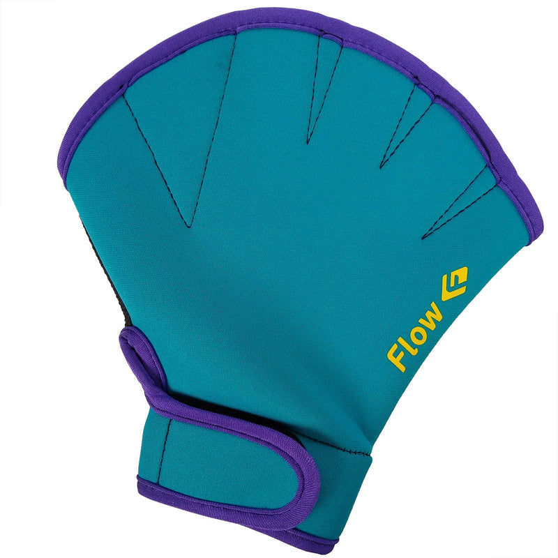 Flow Swimming Resistance Gloves - Webbed Gloves for Water Aerobics, Aquatic Fitness, and Swim Training Aqua/Purple Medium - BeesActive Australia