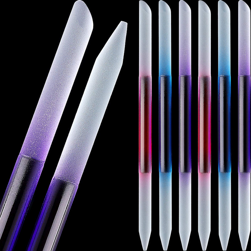 6 Pieces Glass Cuticle Pusher Nail File Set Double Sided Crystal Glass Nail Files Manicure Pedicure Precision Filing Cuticle Remover (Pink, Blue, Purple) Pink, Blue, Purple - BeesActive Australia