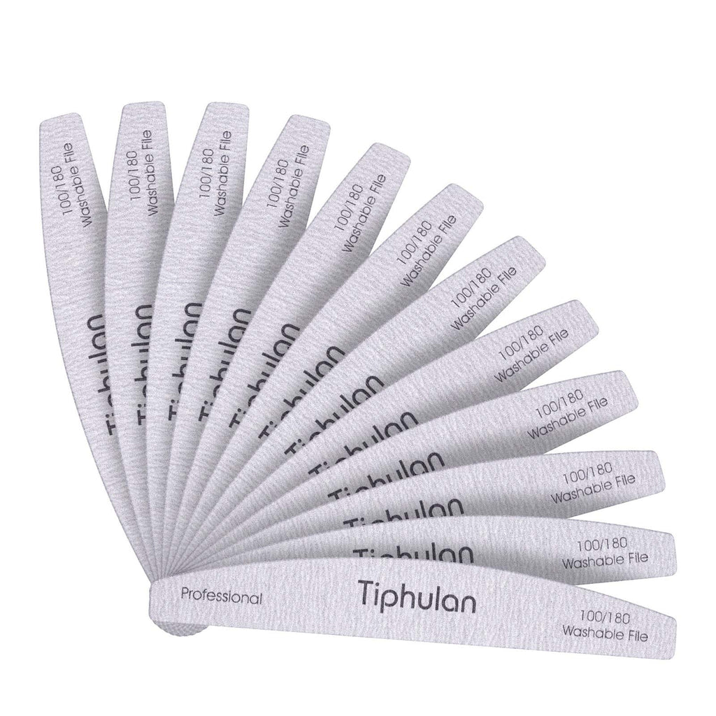 Tiphulan Nail File 100 180 Grit, 12 Pack Professional Nail Files for Acrylic Nails, Double Sided Emery Board, Long Lasting Japan Material Zebra Nail File, Premium No Sanding After Washing - BeesActive Australia