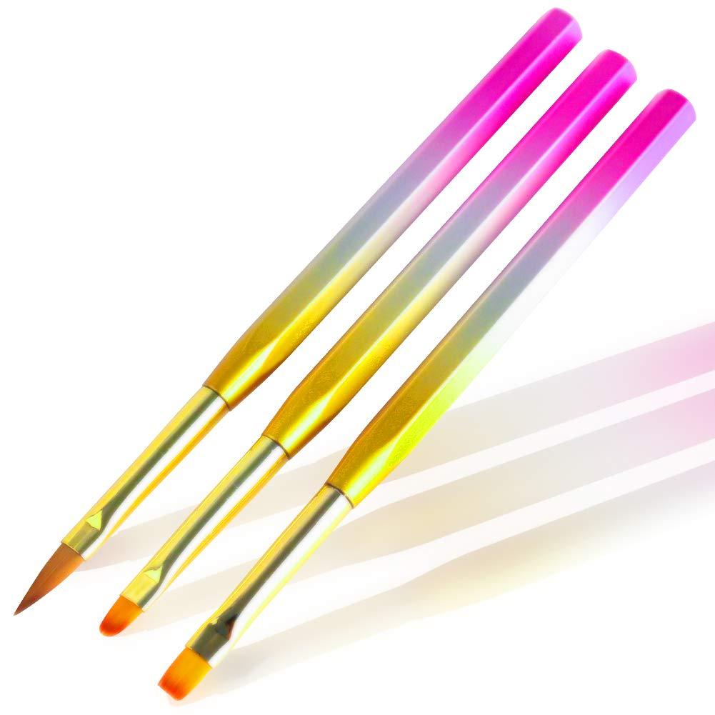 SILPECWEE 1Pc Acrylic Nail Art Brush Set Gradient Handle UV Gel Builder Make Up Nail Drawing Flower Pen Manicure DIY Tools NO1 - BeesActive Australia