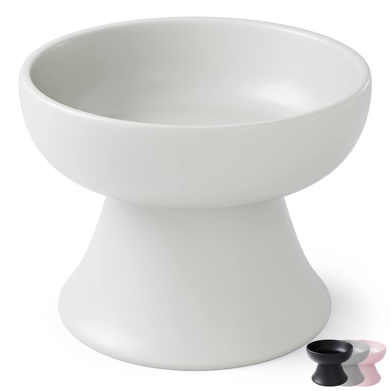 nyagomi Raised Cat Food Bowl Elevated Cat Bowl MINO Ceramics Made in Japan for Cats and Small Dogs Regular White - BeesActive Australia