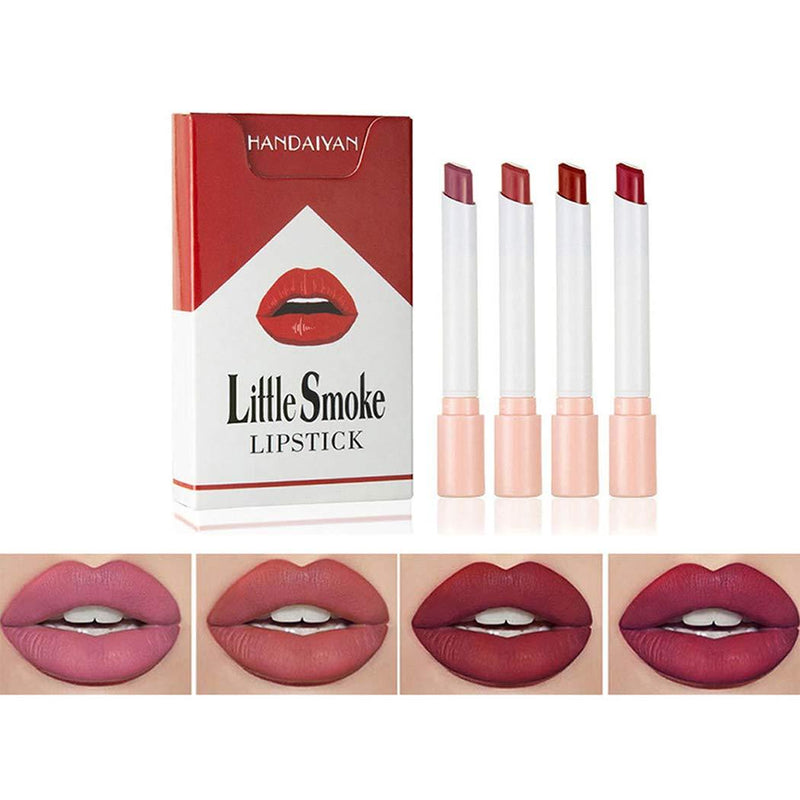 Eyret Smoke Tube Lipstick Suit Matte Waterproof Lipsticks Set Longwear Durable Lip Stick Pack for Women and Girls(4Pcs)(E-Set A) E-Set A - BeesActive Australia