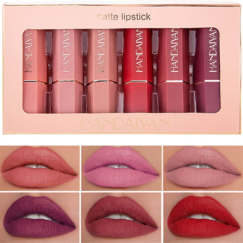 Eyret Matte Lipstick Tube Set Nude Waterproof Non-faded Lipsticks Set Long-lasting 24 Hours Makeup Lipstick Set Valentines Day Gifts for Women and Girls(6 PCS) - BeesActive Australia