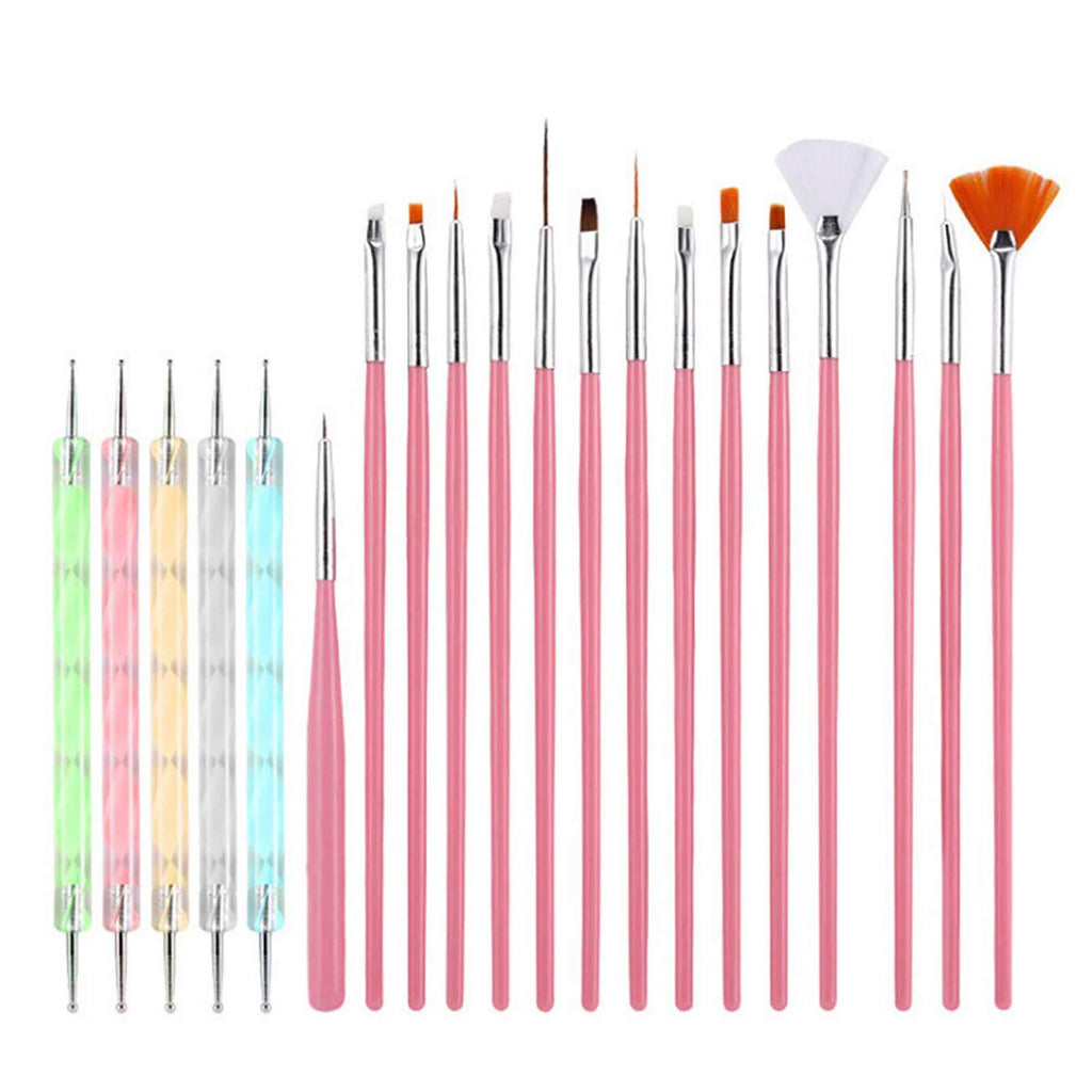 20 PCS Nail Art Pens Set 5 PCS 2 Way Dotting Pen Tool +15 PCS Nail Painting Brushes UV Gel Painting DIY Nail Art Design Dotting Painting Drawing Polish Brush Pen Kit Tools Manicure Tips - BeesActive Australia