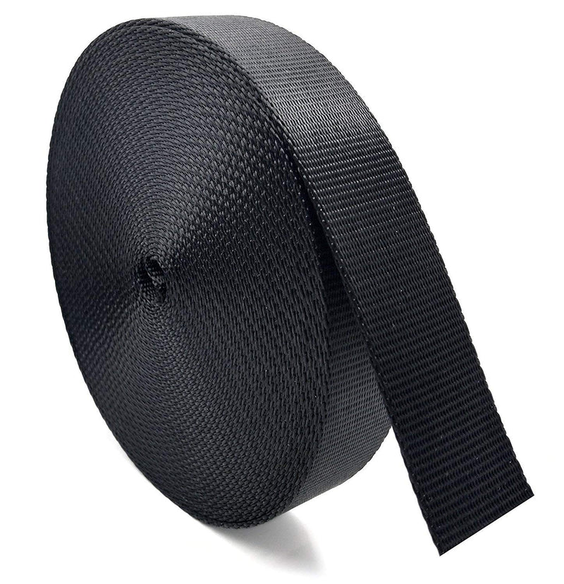 Atneway 1 Roll 10 Yards 1.5 Inch Wide Flat Nylon Webbing Strap for DIY Making Luggage Strap, Dog Leashes, Lawn Chairs, Hammocks, Towing, Outdoor Activities, Canoe Seat, Furniture, Slings - Black - BeesActive Australia