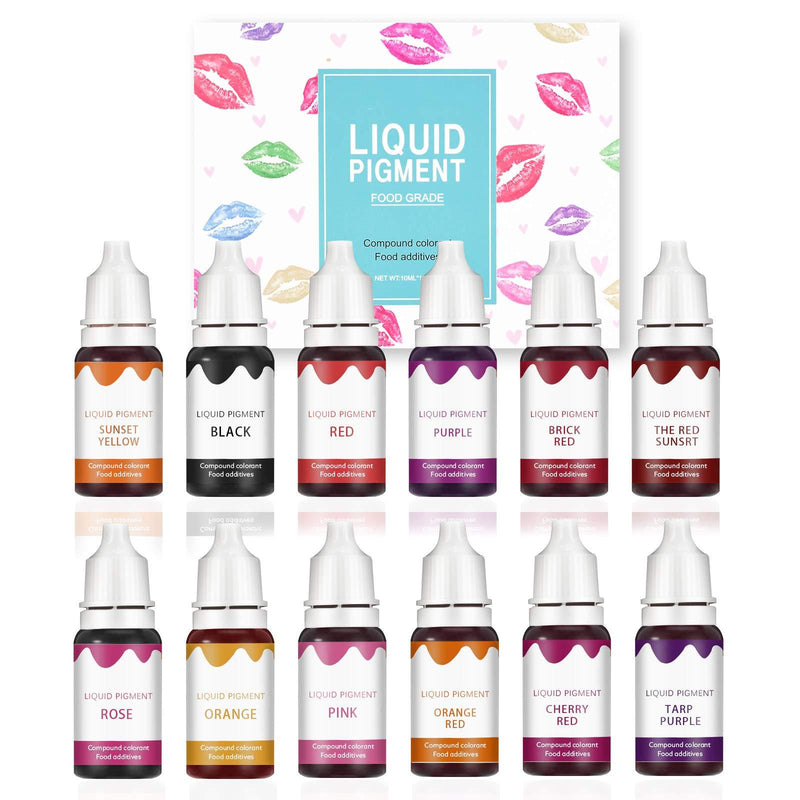 Ownest 12 Colors Lipstick Liquid Pigment Set,DIY Lip Gloss Pigment Cosmetic Dye,Edible Coloring Pure Plant Pigment(Only for Lip Gloss Base)-Set A Set A - BeesActive Australia