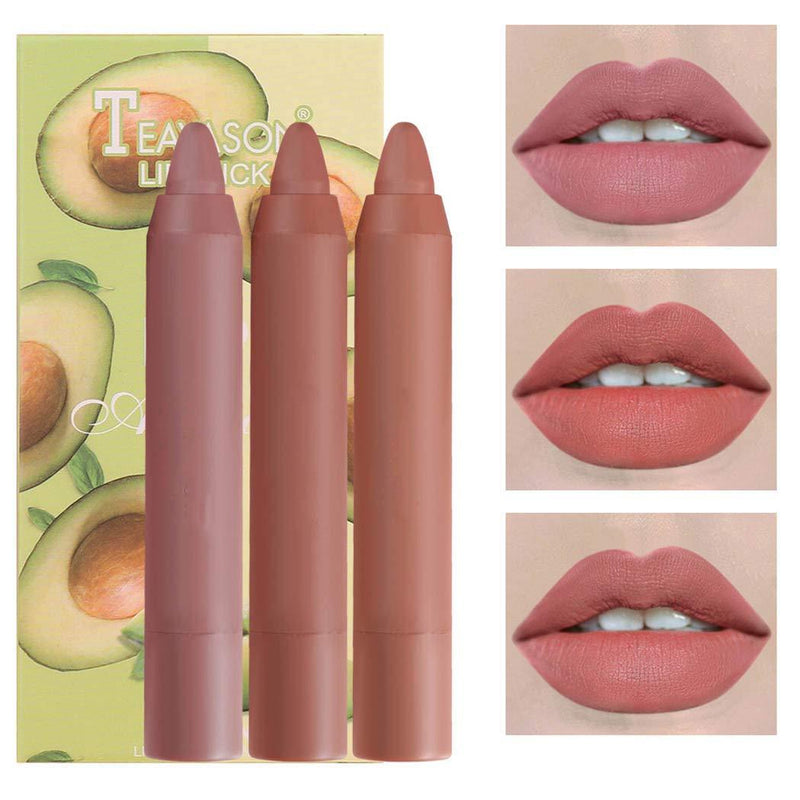 Teayason lipstick lips avocado just a tint lip crayon bundle Lipsticks Makeup Long Lasting Lip Beauty Makeup Christmas Gift for Women and Girls (Nude B) A- Nude B - BeesActive Australia