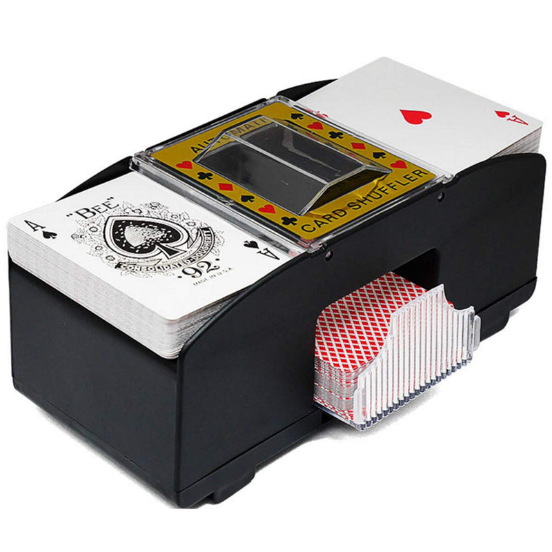 Yunnyp Automatic Poker Card Shuffler,Battery-Operated Automatic Electric Card Shuffler for Home Party Classic Poker Trading Card Games Game Night Essentials(1-2 Deck Card Shuffler) - BeesActive Australia