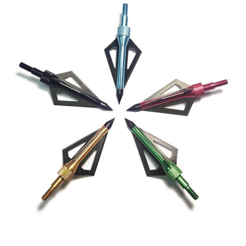 NOTHETR Hunting Broadheads,6Pack 3 Blades Archery Broadheads 100 Grain Screw-in Arrow Heads Arrow Tips Compatible with Traditional Bows and Compound Bow blue - BeesActive Australia