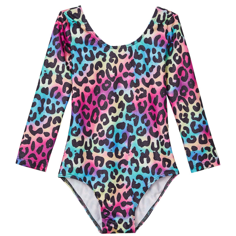 DOMUSGO Toddler Leotard Gymnastics Long Sleeve, Sparkly Tumbling Dance Leotards for Baby Girls Kids Teens 2-14 Years Leopard Long Sleeve 2-3T - BeesActive Australia