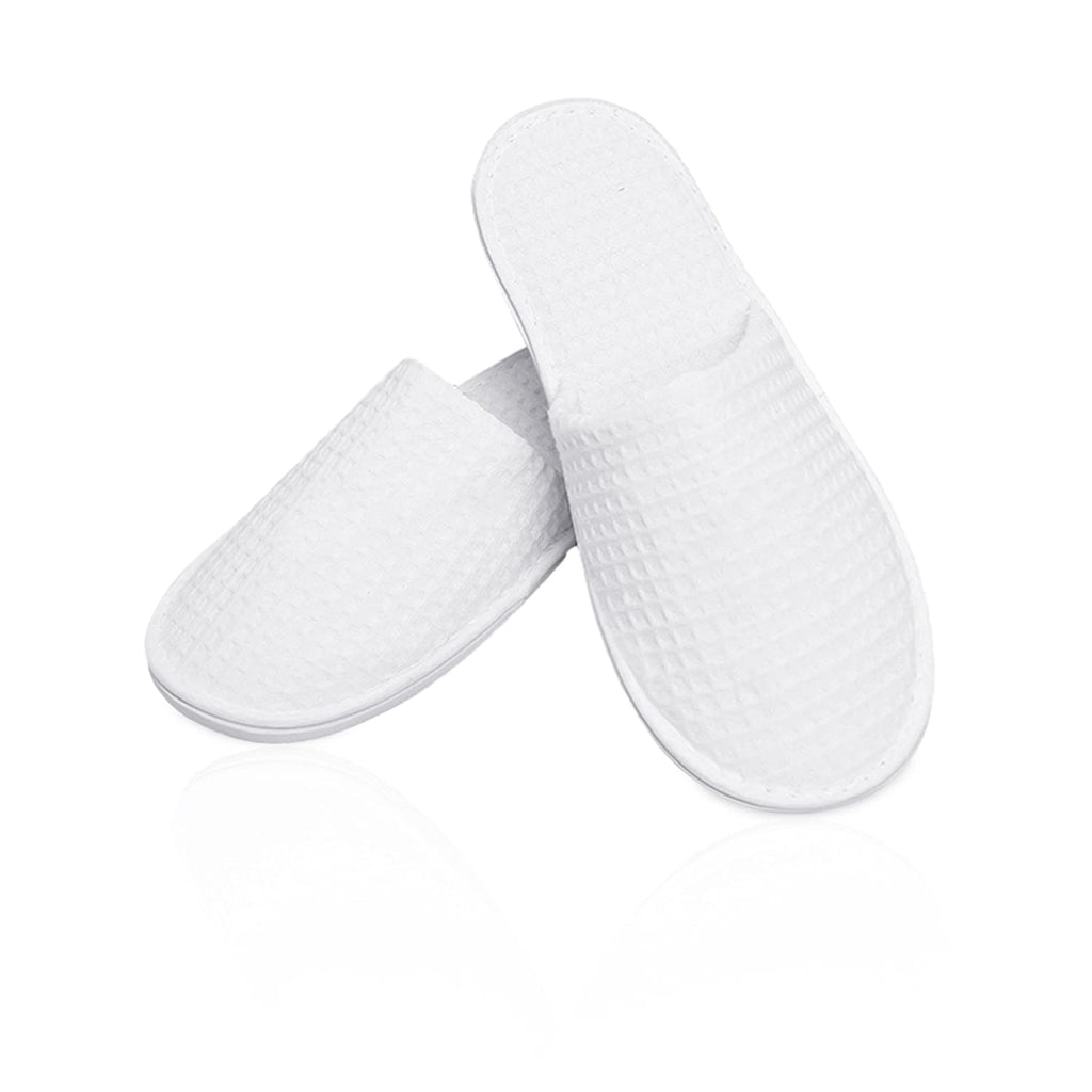 Maltose 5 Pairs Spa Slippers Disposable Washable Hotel Slippers Soft Thicker Cotton Non Slip EVA Sole White Guests Slippers Close Toe - BeesActive Australia