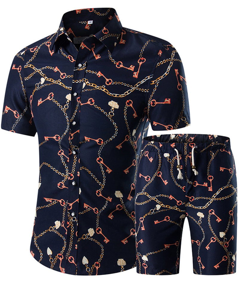 Men's Floral 2 Piece Tracksuit Short Sleeve Top and Shorts 3X-Large T02 - BeesActive Australia