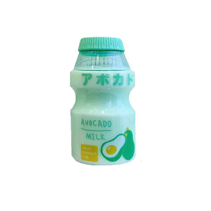 RMZ 【Send Matching Straps】 Plastic Water Bottle Tour Drinking Bottle Yakult Shape Cute Kawaii Milk Carton Shaker Bottle for Kids/Girl/Adult Glass(480ml) 14X7.5X7.5CM Avocado - BeesActive Australia