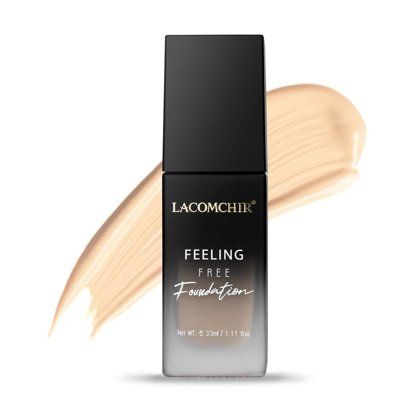 Lacomchir Feeling Free Foundation Liquid 33ml Long Lasting 24H High Coverage Makeup with Matte Finish Waterproof - Brighten Skin Tones and Fades Wrinkles Freckles - Vegan | Cruelty Free - LIGHT - BeesActive Australia