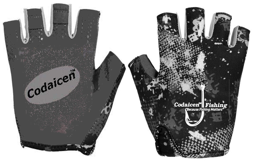 Codaicen Fingerless Fishing Gloves Fishing Gloves for Men or Women - UV Sun Protection UPF 50+ SPF - Rowing, Paddling, Kayaking, Golf Large Black - BeesActive Australia