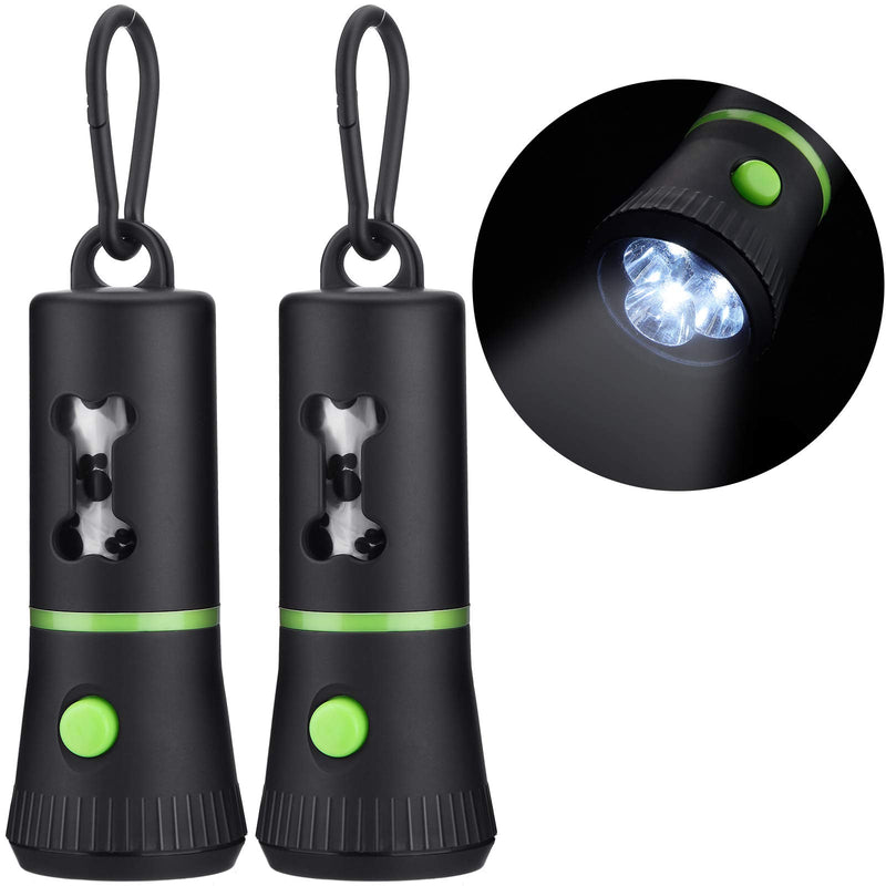 2 Set Waste Bags Holder Dispenser Include 2 Pieces LED Flashlight Waste Dispenser and 2 Rolls of Leak-Proof Dog Poop Waste Bags (Green) Green - BeesActive Australia