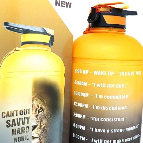 BLACK & GOLD – The Tiny Experts present the One Gallon straw water bottle, with motivational time marker. No matter how hard you try YOU CAN’T OUT-SAVVY HARDWORK. It’s Leak Proof, BPA free. - BeesActive Australia