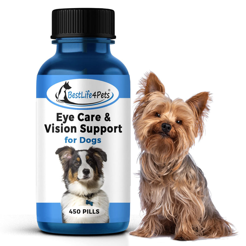 Eye Care and Vision Support Dog Supplement - Natural Eye Infection Treatment Relieves Conjunctivitis, Swelling, Discharge, and More - Stop The Dog Eye Drops Struggle with Easy to Use Pills (450 ct.) - BeesActive Australia