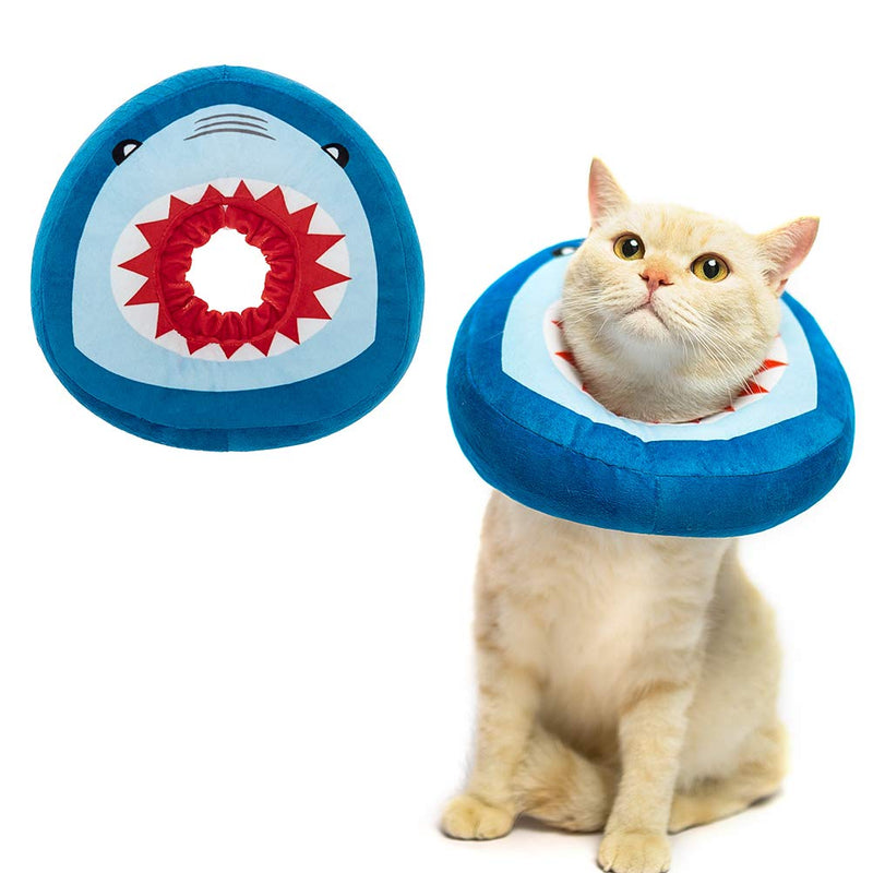 EXPAWLORER Cat Cone Collar Soft - Cat Recovery Collar Cute Donut for Wound Healing, Protective E- Collar After Surgery, Elizabethan Collars for Kitten and Small Dogs Shark - BeesActive Australia