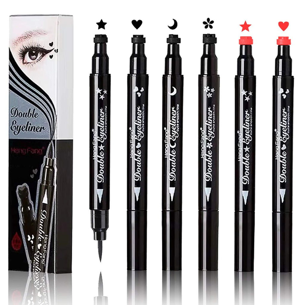 Double-sided Liquid Stamp Eyeliner Pen, Two colors Pencil with Eye Makeup Stamp Waterproof Double Sided Long Lasting Seal Eyeliner (6in1) 6 Count (Pack of 1) - BeesActive Australia