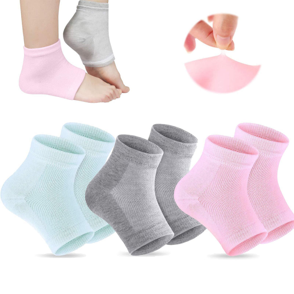 Moisturizing Socks,Spa Gel Heel Socks, 3 Pairs Aloe Infused Socks For Women Moisturizing Gel Spa Socks For Feet Care Vented Gel Lining Heal and Treat Dry Cracked Feet(Grey,Turquoise,Pink) Multi-colored1 - BeesActive Australia