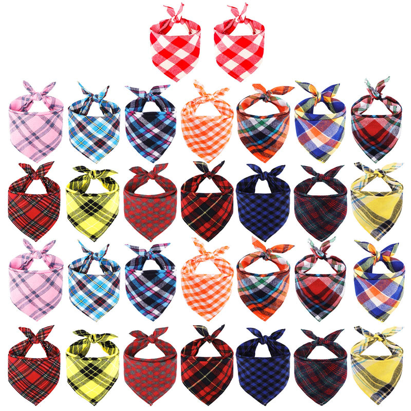 Dog Bandanas Bulk, Segarty 30 PCS Dog Scarves, Plaid Cloth Bandanas Dog Kerchiefs for Small Medium Dogs Puppies, Pet Scarf Fall Handkerchiefs Bib, Grooming Gift 30pcs_Varied Plaid - BeesActive Australia