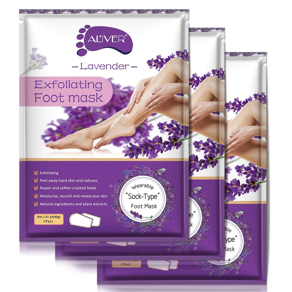 Foot Peel Mask (3 pack), For Cracked Heels, Chapped Skin，Dead Skin & Calluses,Exfoliating Peeling Natural Treatment,Make Your Feet Baby Soft & Smooth, Repairs Rough Heels-For Women&Men(Lavender) 3 pcs lavender - BeesActive Australia