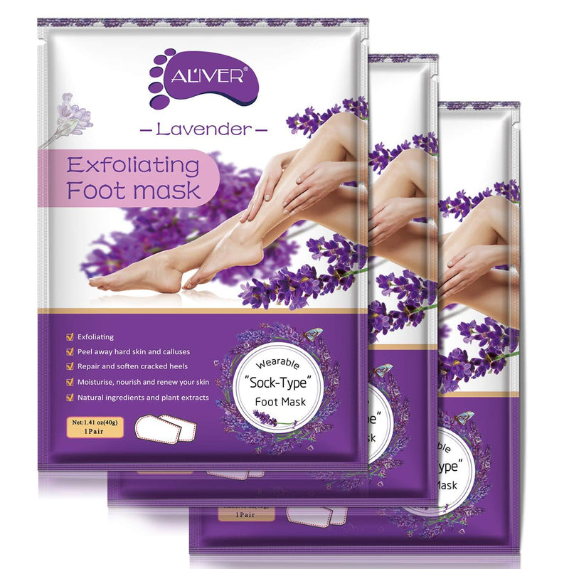 Foot Peel Mask (3 pack), For Cracked Heels, Chapped Skin，Dead Skin & Calluses,Exfoliating Peeling Natural Treatment,Make Your Feet Baby Soft & Smooth, Repairs Rough Heels-For Women&Men(Lavender) 3 pcs lavender - BeesActive Australia