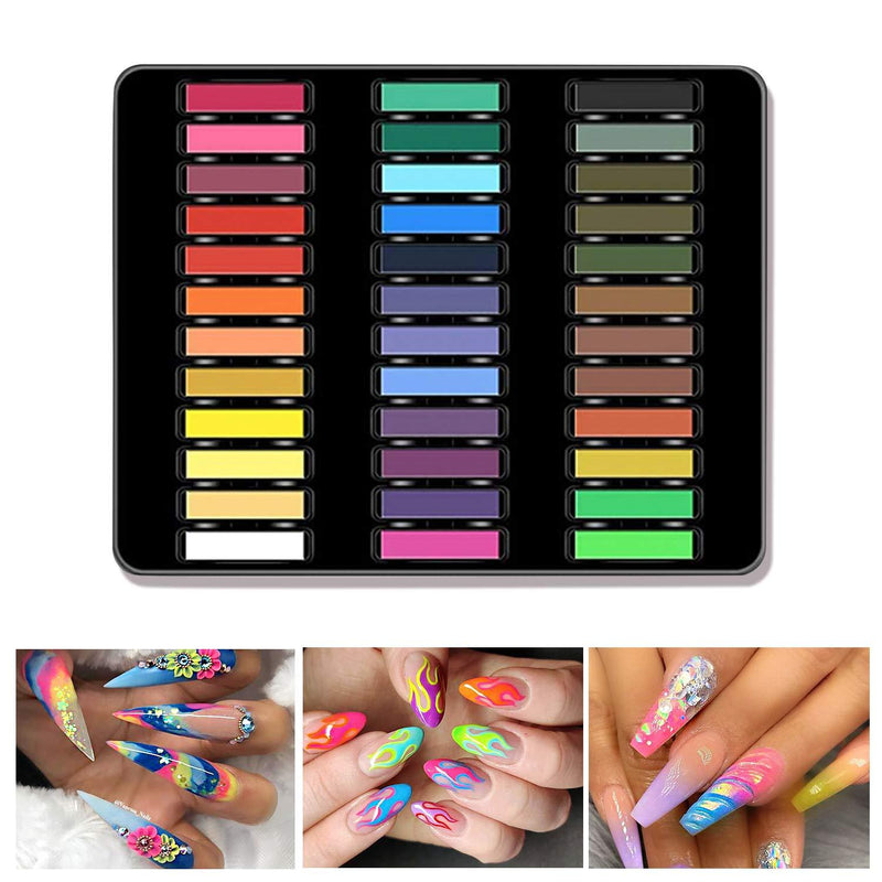 SODIO Colorful Non-Toxic Acrylic Nail Chalks -Square Soft Pastel Nail Chalks for Acrylic -Powder Nail Chalks Pastels Assorted 12 Colors 36 Colors for DIY Colored Acrylic Nail Powder (36 Colar) 36 Colar - BeesActive Australia