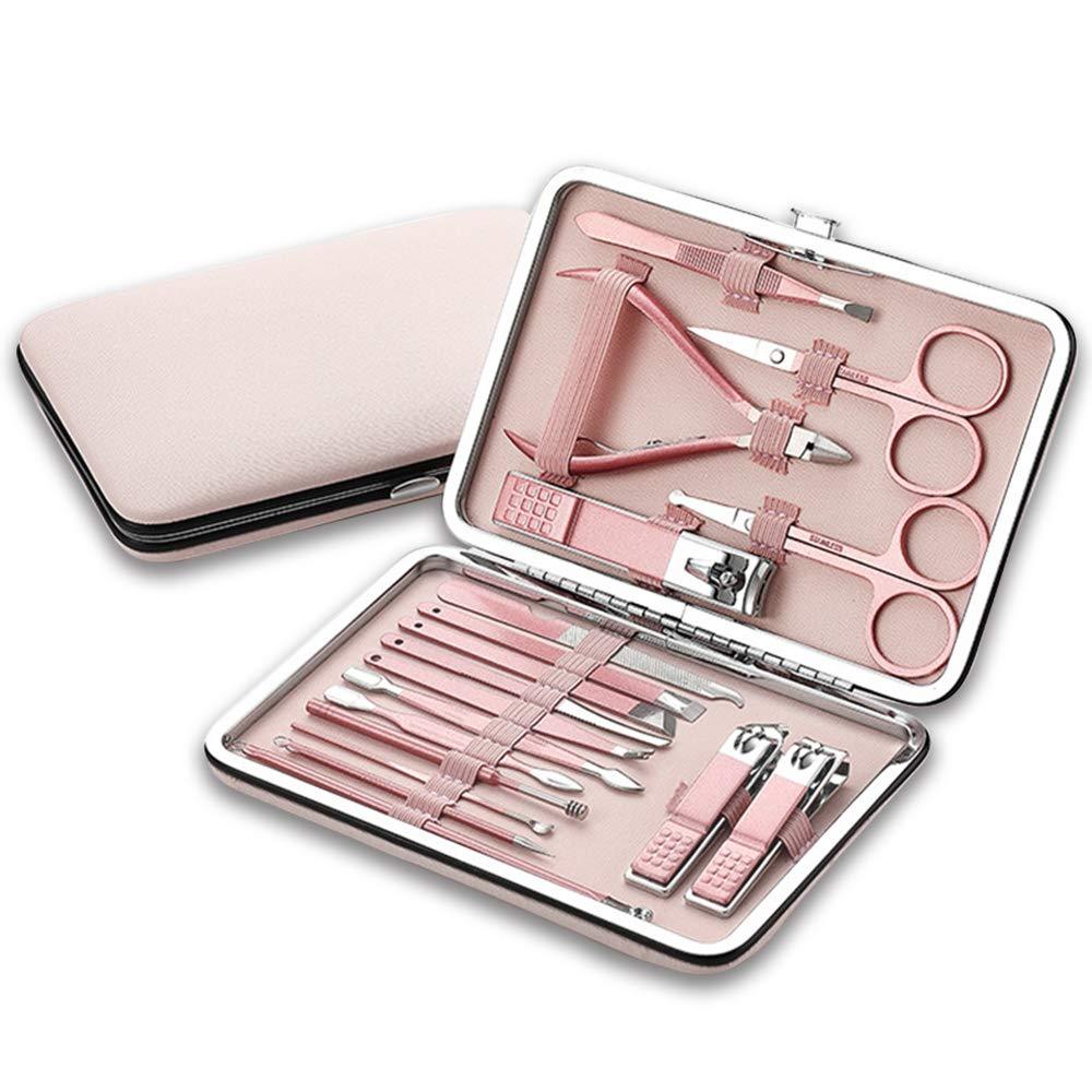 WINIBULA 18pcs Manicure and Pedicure Set, Nail Grooming Kit, Stainless Steel Toe Nail Clipper Set for Ladies Women Girls Travel/Home/Office - Rose Gold - BeesActive Australia