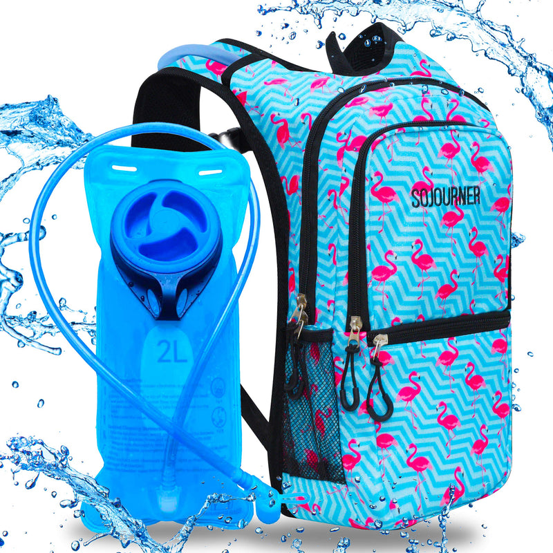 Sojourner Rave Hydration Pack Backpack - 2L Water Bladder Included for Festivals, Raves, Hiking, Biking, Climbing, Running and More Flamingo - BeesActive Australia